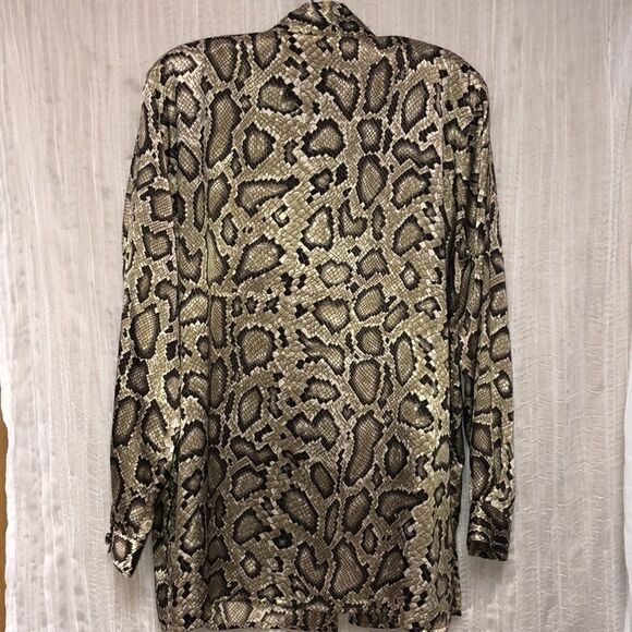 Vintage XL Christie & Jill Snake Skin Long Sleeve Blouse - Picture 2 of 16